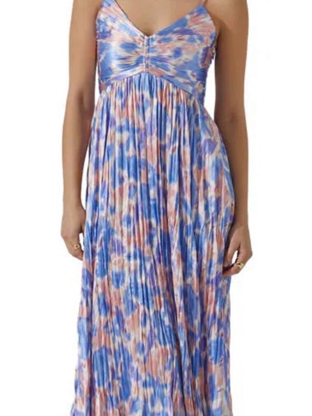 Astr the Label Blue and Pink Tie-Dye Midi/ Maxi Dress
